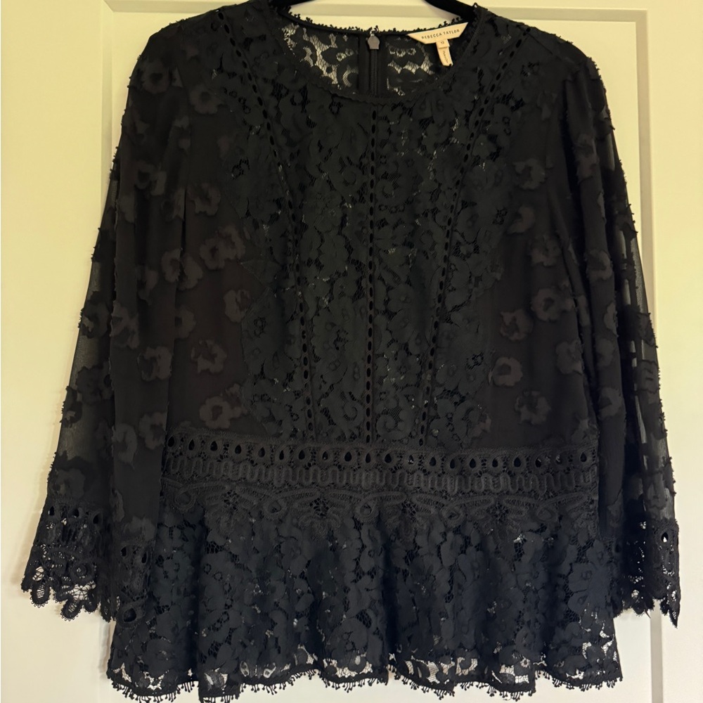 Rebecca Taylor black lace blouse